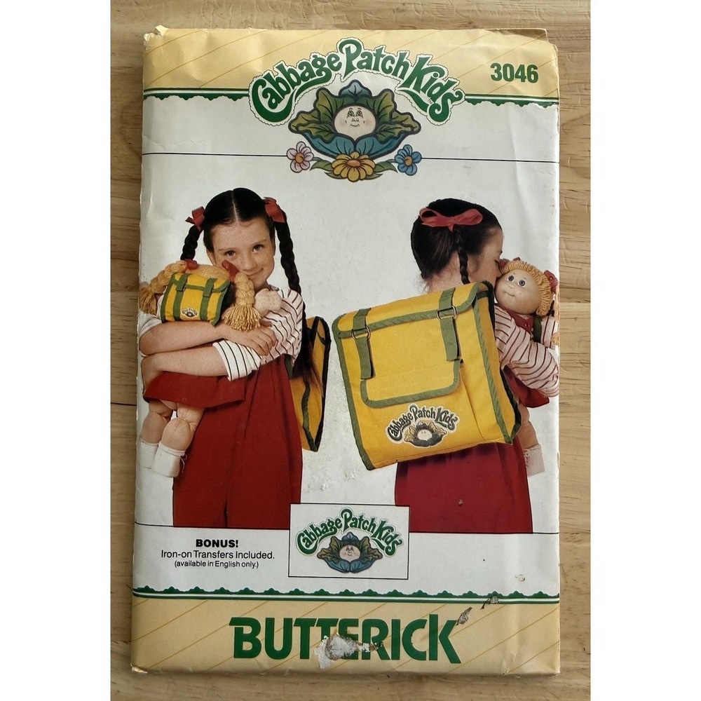 Butterick Pattern 3046 Cabbage Patch Kids & Child's Backpacks w Iron-On Transfer
